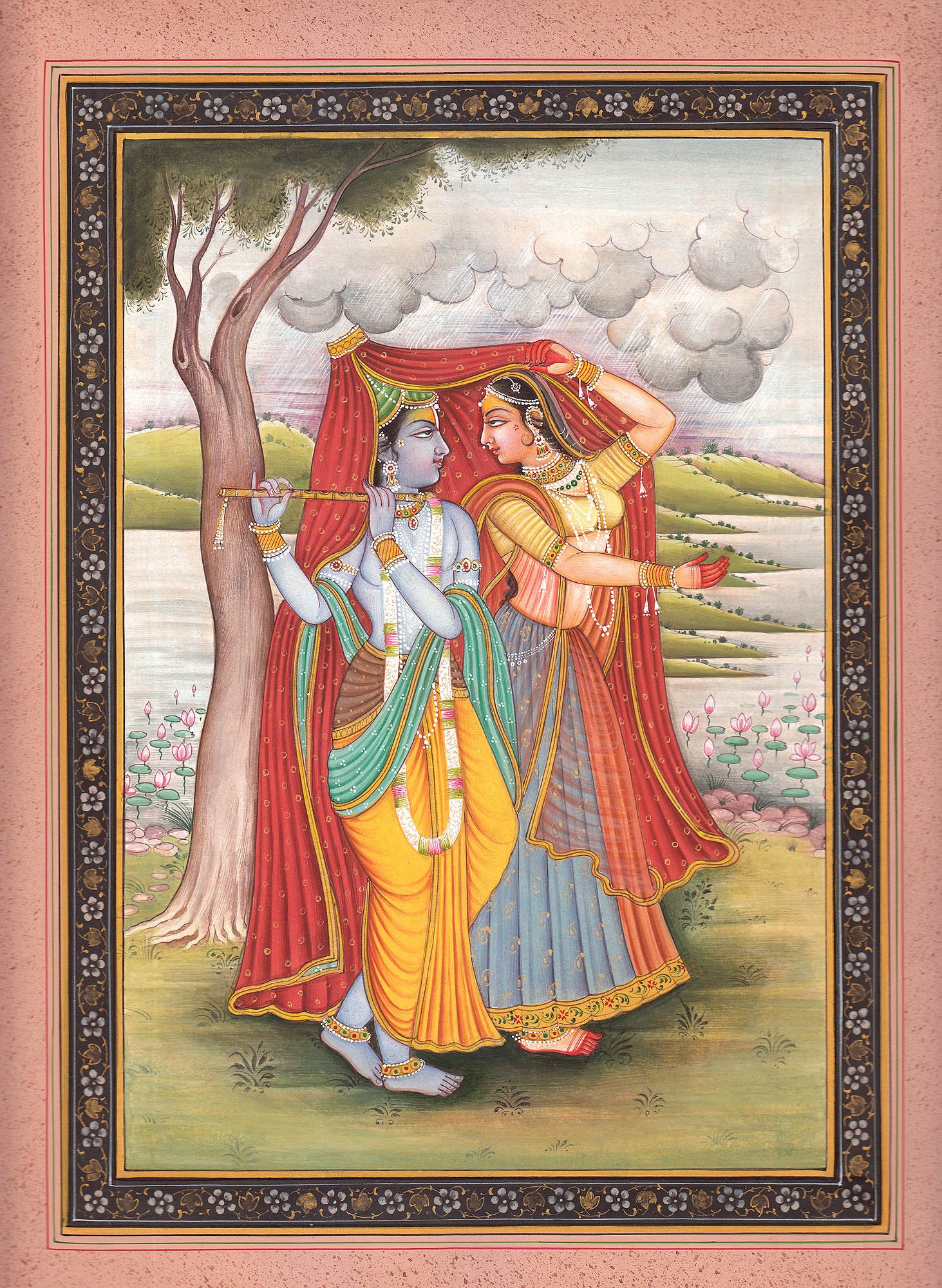 Peinture indienne Radha Krishna pour sublimer la décoration murale zen de votre salon