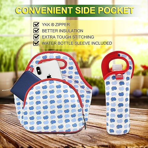 Miniatura 3 de Nordic By Nature Bolsa de almuerzo de neopreno para mujeres, hombres y niÃ±os, extra gruesa, aislada, de neopreno, con funda para botella de agua,