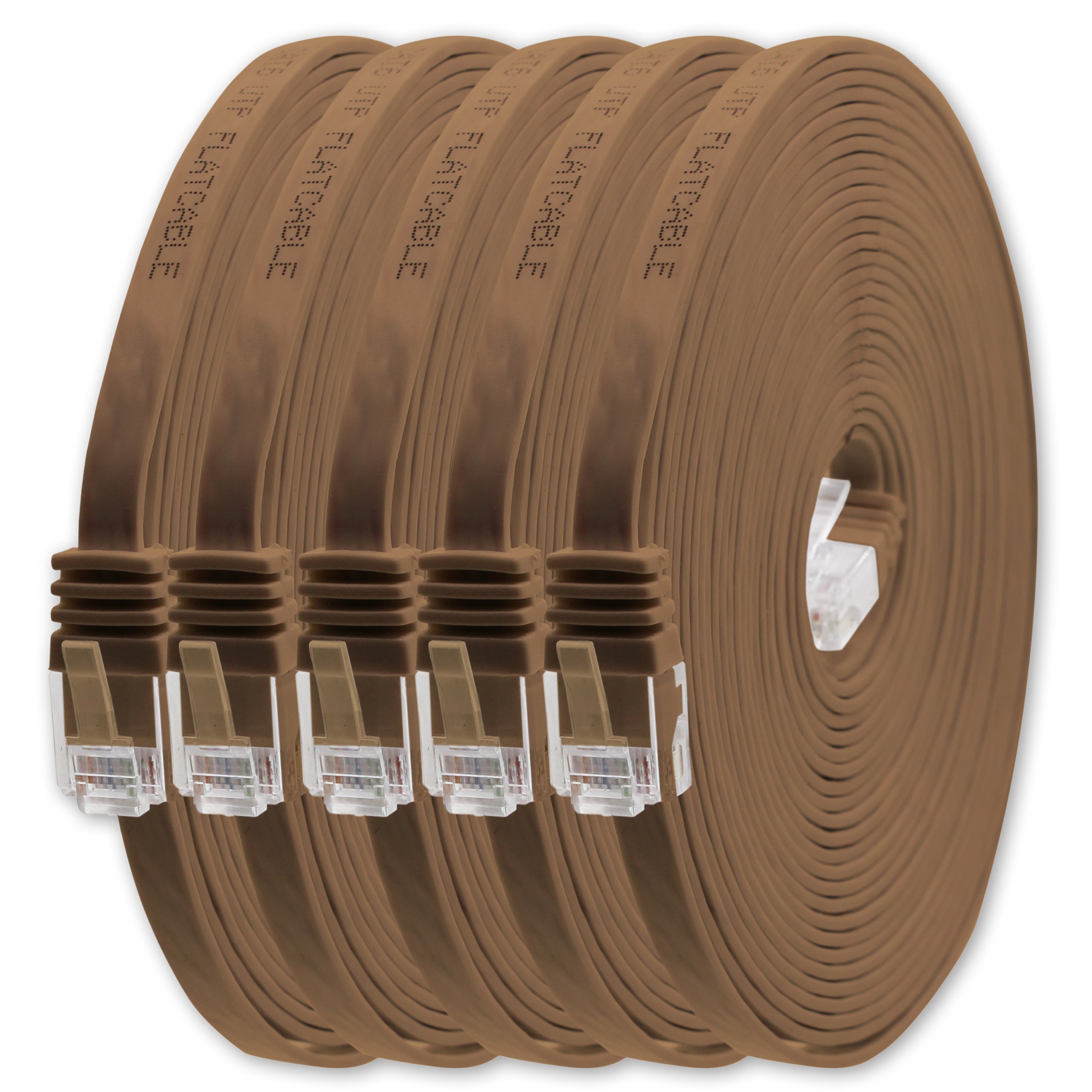 1aTTack.de Cable de red plano cat. 6, ultraplano, cat. 6, 10 m, color marrón, 1000 Mbit/s, Gigabit LAN (RJ45) — view 23