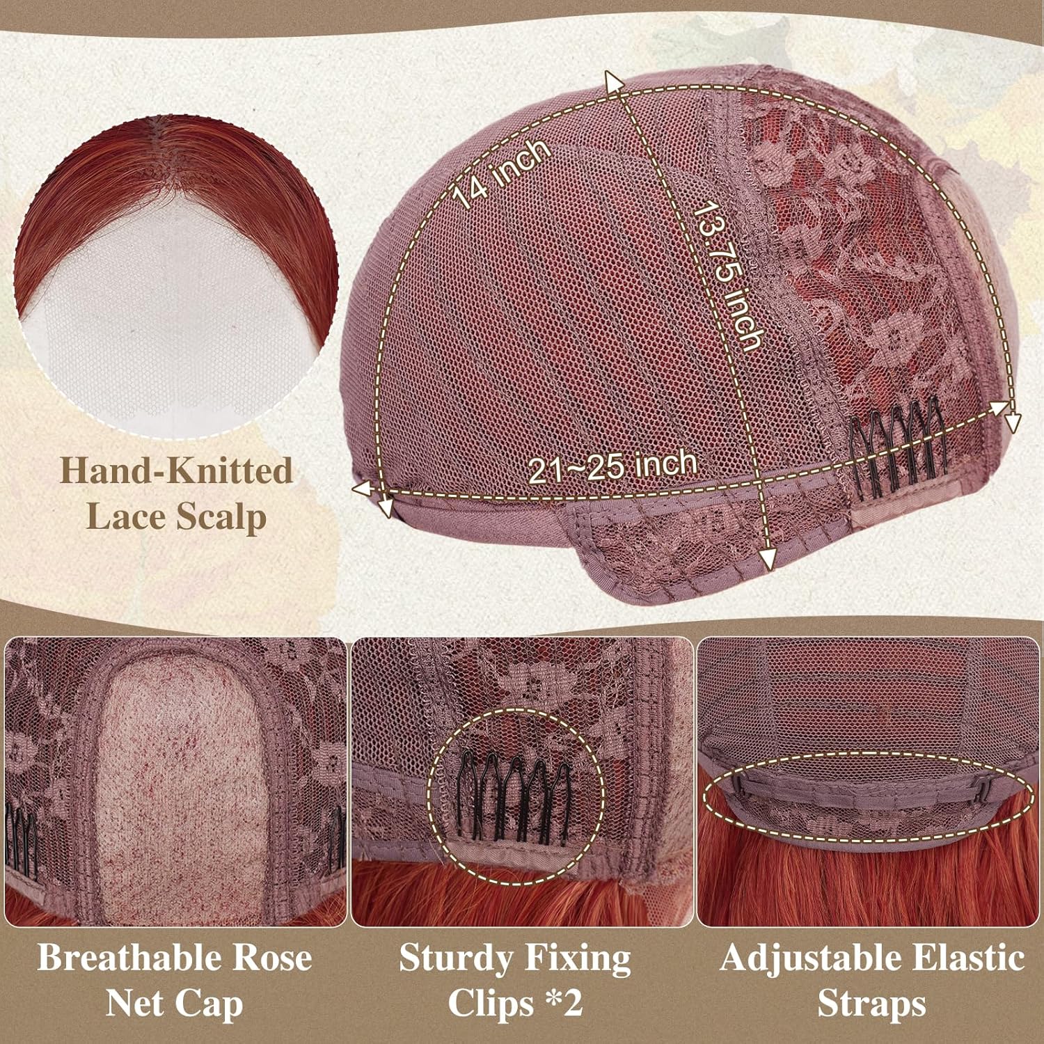 BARSDAR Medium Length Copper Red Wigs - 18 Inch Wavy Copper Red Wig for Women, Middle Part Natural Wavy Synthetic Shoulder Length Red Wavy Wigs Cosplay Party Halloween Wig - Image 5