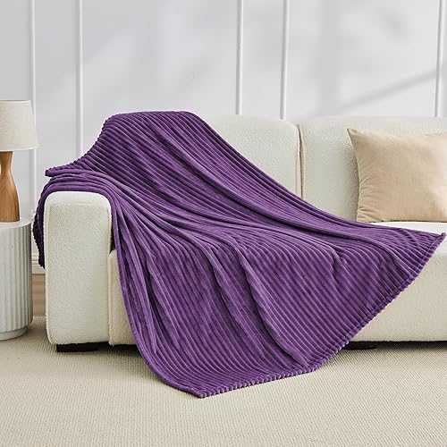 Miniatura 12 de Bnuitland - Manta de franela marrón con funda de almacenamiento, 300 GSM, manta de sofá súper suave con patrón de rayas de forro polar para bebés