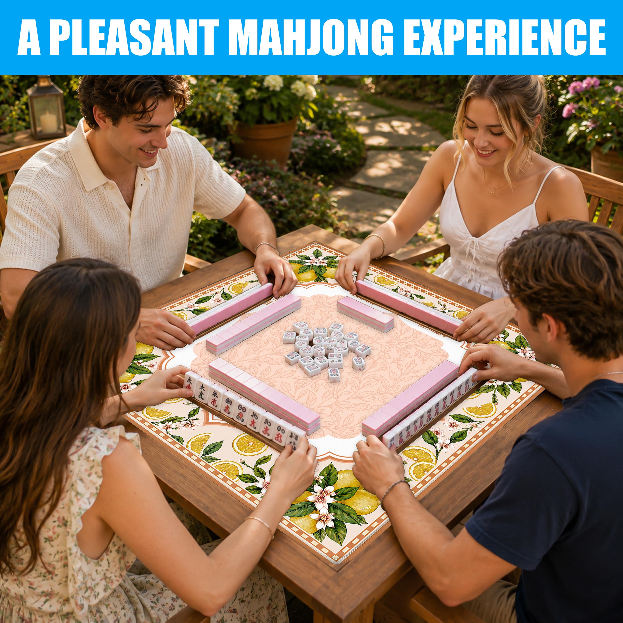 SODAVA Lemon Mahjong Mat 31,5 x 31,5 cm Orange Antidérapant Réduction du bruit Tapis de table de jeu pour Mahjong, jeux de société, cadeaux pour joueurs de carrelage, clubs avec sac de transport