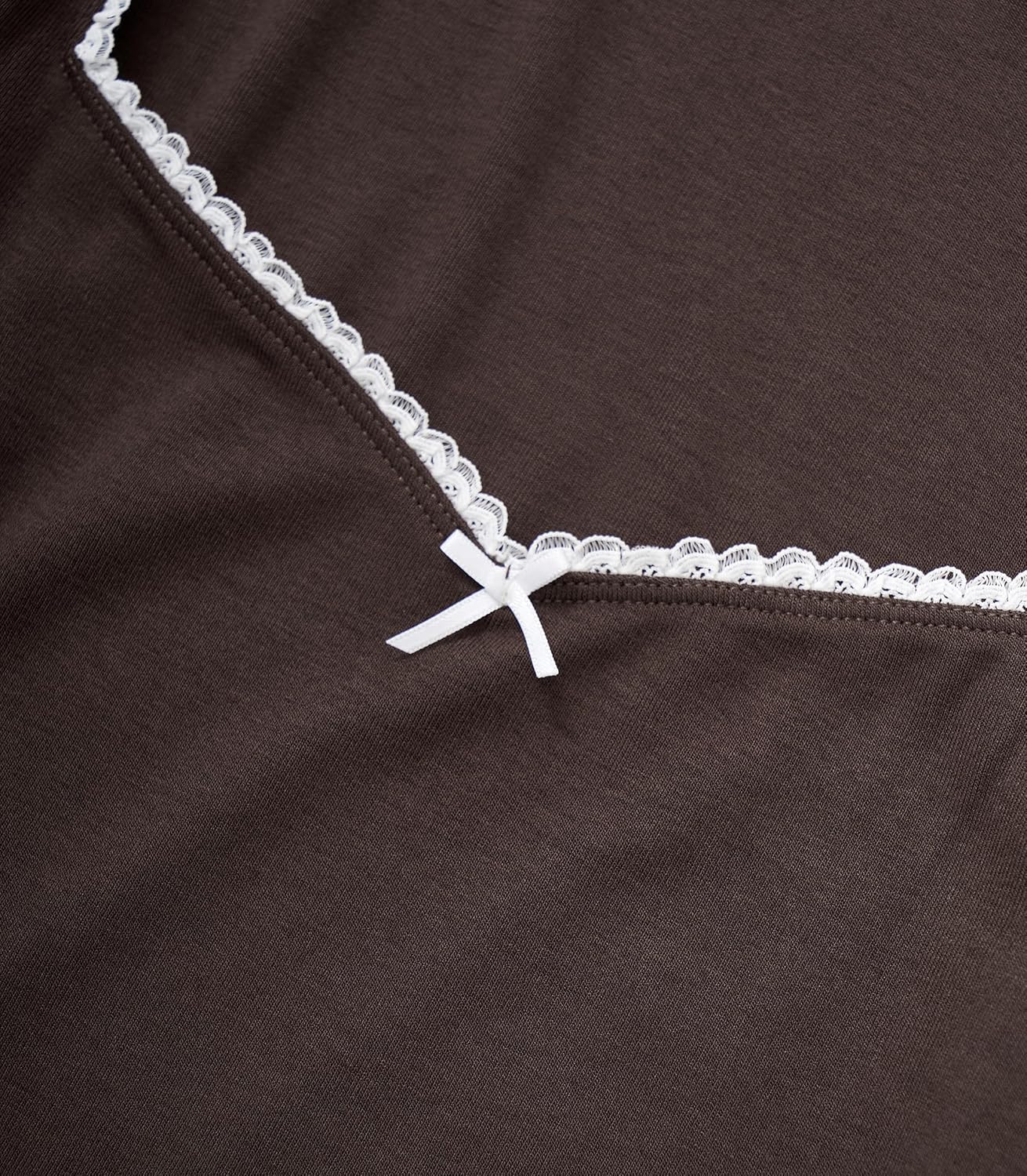 OMKAGI Womens Lounge Set Lace Square Neck Long Sleeve Tops Wide Leg Pants 2 Piece Outfits - Image 4