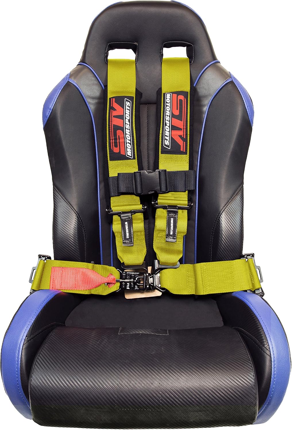STVMotorsports 4 Point Harness - 2” Pads - Universal V-Type - Bolt In - Latch and Link Quick Release - for Off-Road, UTV, Trucks, Side by Side (SINGLE) (Yellow)
