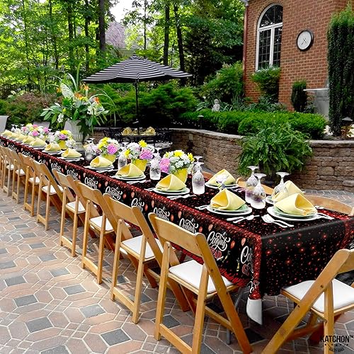 Miniatura 8 de KatchOn, Manteles de graduación rojos y negros, extra grandes de 108 x 54 pulgadas, paquete de 3  Decoraciones de graduación 2025 Mantel de