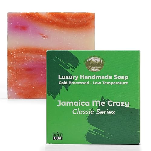 Jamaica Me Crazy Castile Handmade Soap Bar 5 oz No Phthalate, Palm Oil - Paraben Free Natural Soap wEssential Oils, Glycerin, Refreshing Aroma