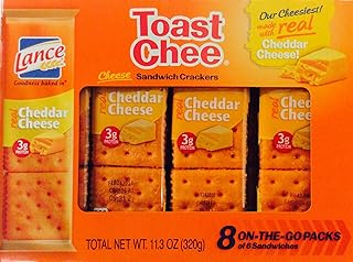 Lance Toast Chee Cheddar Cheese Sandwich Crackers 8 On-The-Go Packs of 6 Sandwiches 11.3 oz (Pack of 3)