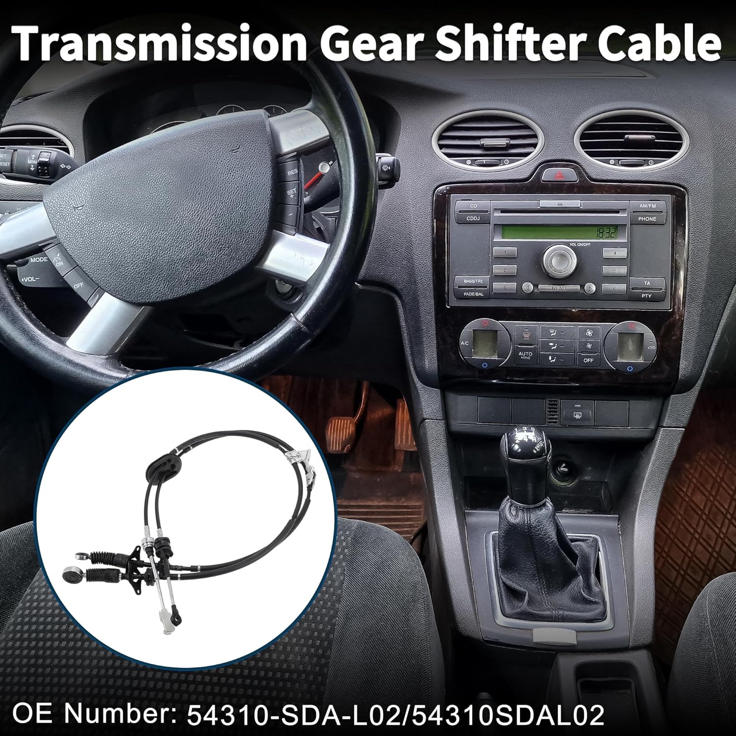 Manual Transmission Gear Shifter Cable for Honda Accord 2003-2007 for Acura Manual No.54310-SDA-L02/54310-SDA-L01 Trans Gear Shift Control Lever Cable