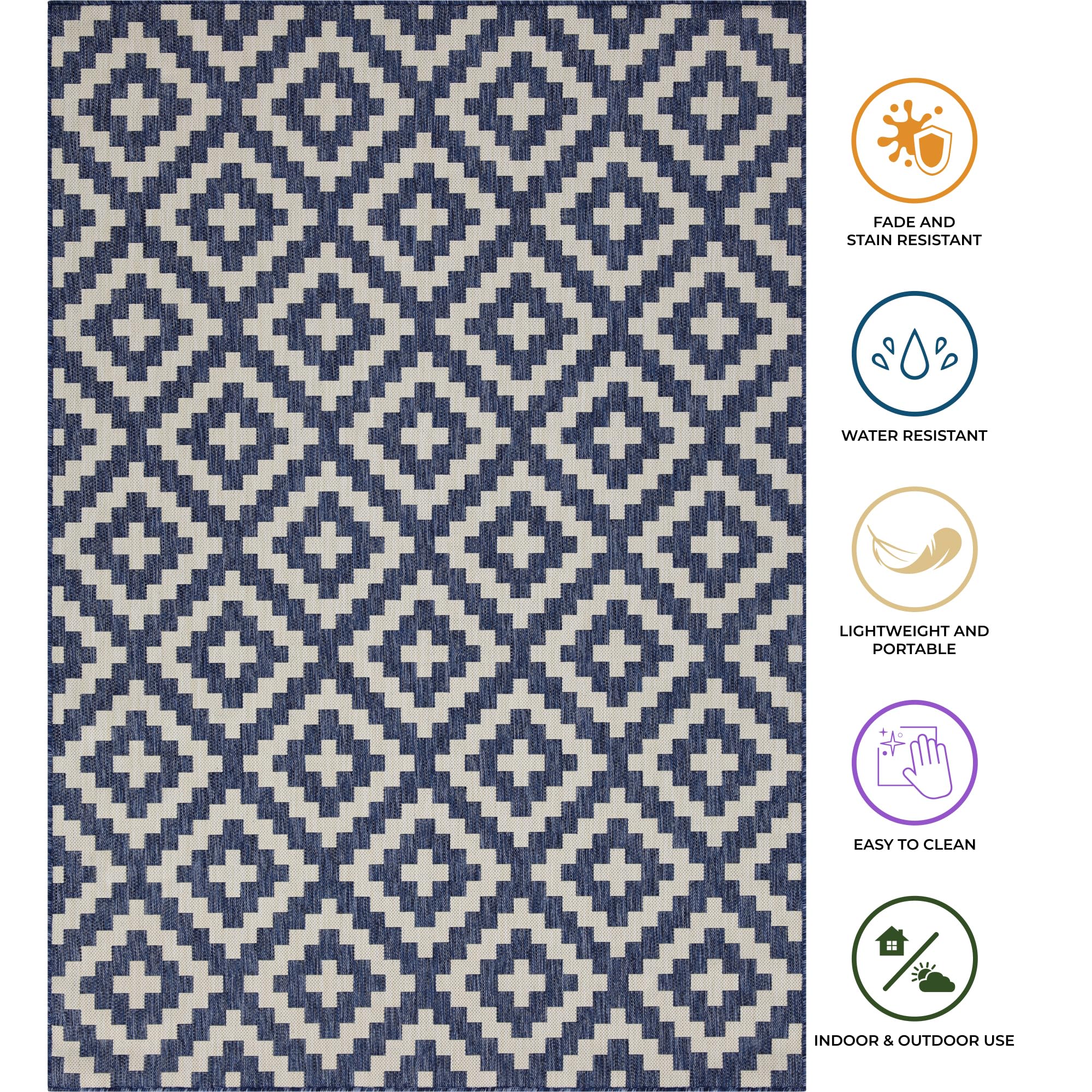 HomeArt Outdoor Rugs | Easy-Cleaning Indoor & Outdoor Area Rugs for Porch, Deck, Balcony, Garden, Picnic, Kitchen, Hallway | UV & Weather-Resistant Large Patio Rug Mats | Anthracite Cream 200 x 290 cm — view 49