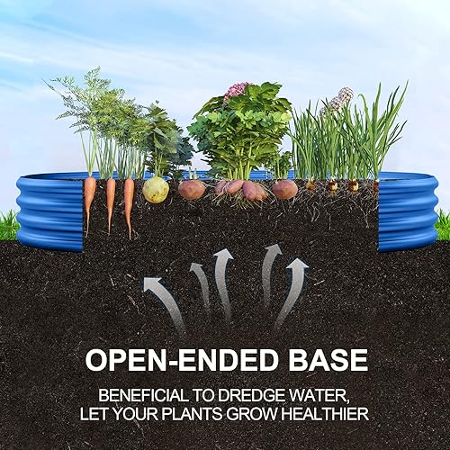 Miniatura 3 de Land Guard - Maceta de jardín elevada de metal galvanizado, 4 x 2 x 1 pies, ovalada, para vegetales, 1 unidad (azul)