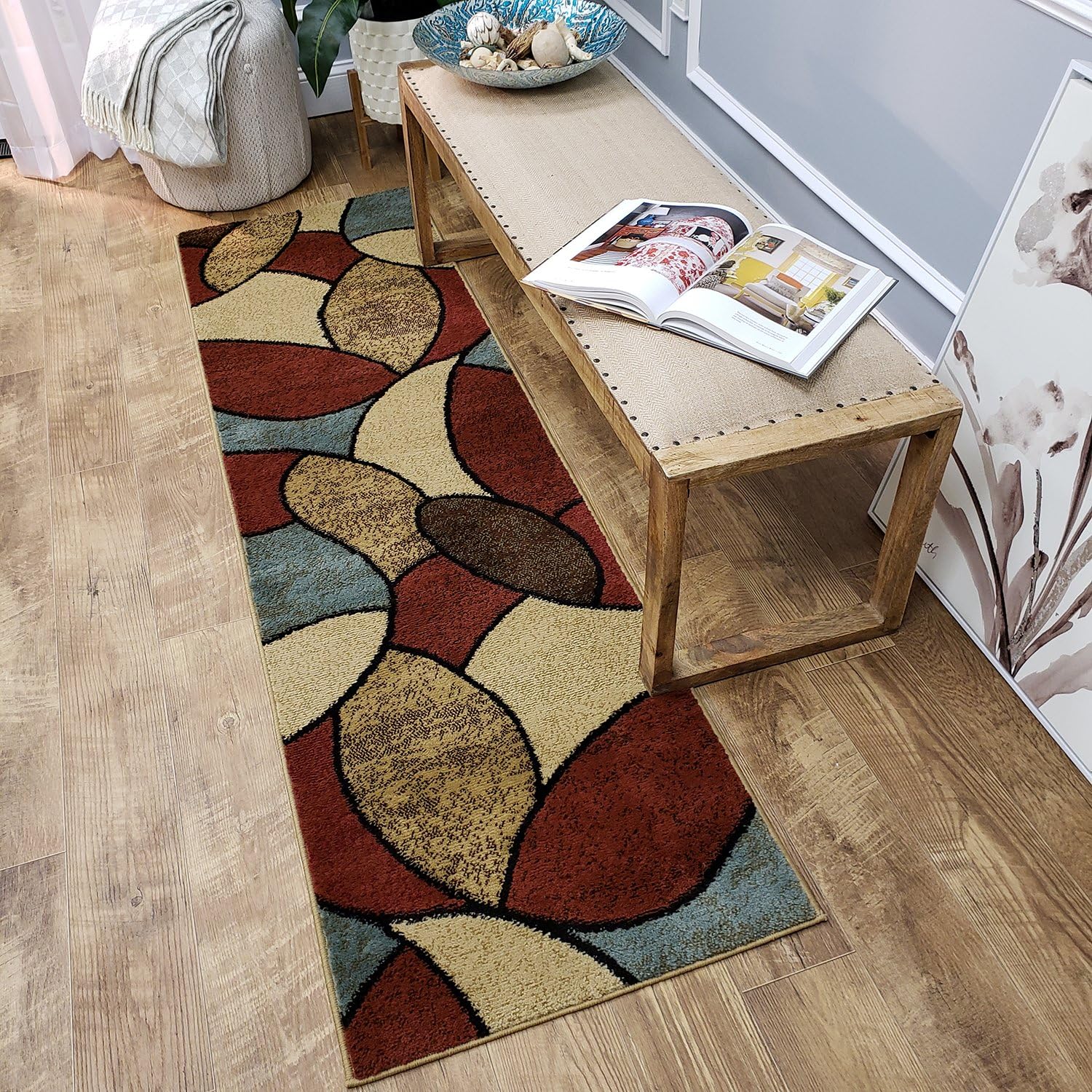 Maxy Home Pasha Oval Circles Multicolor 1 ft. 11 in. x 6 ft. 11 in. Rug Runner