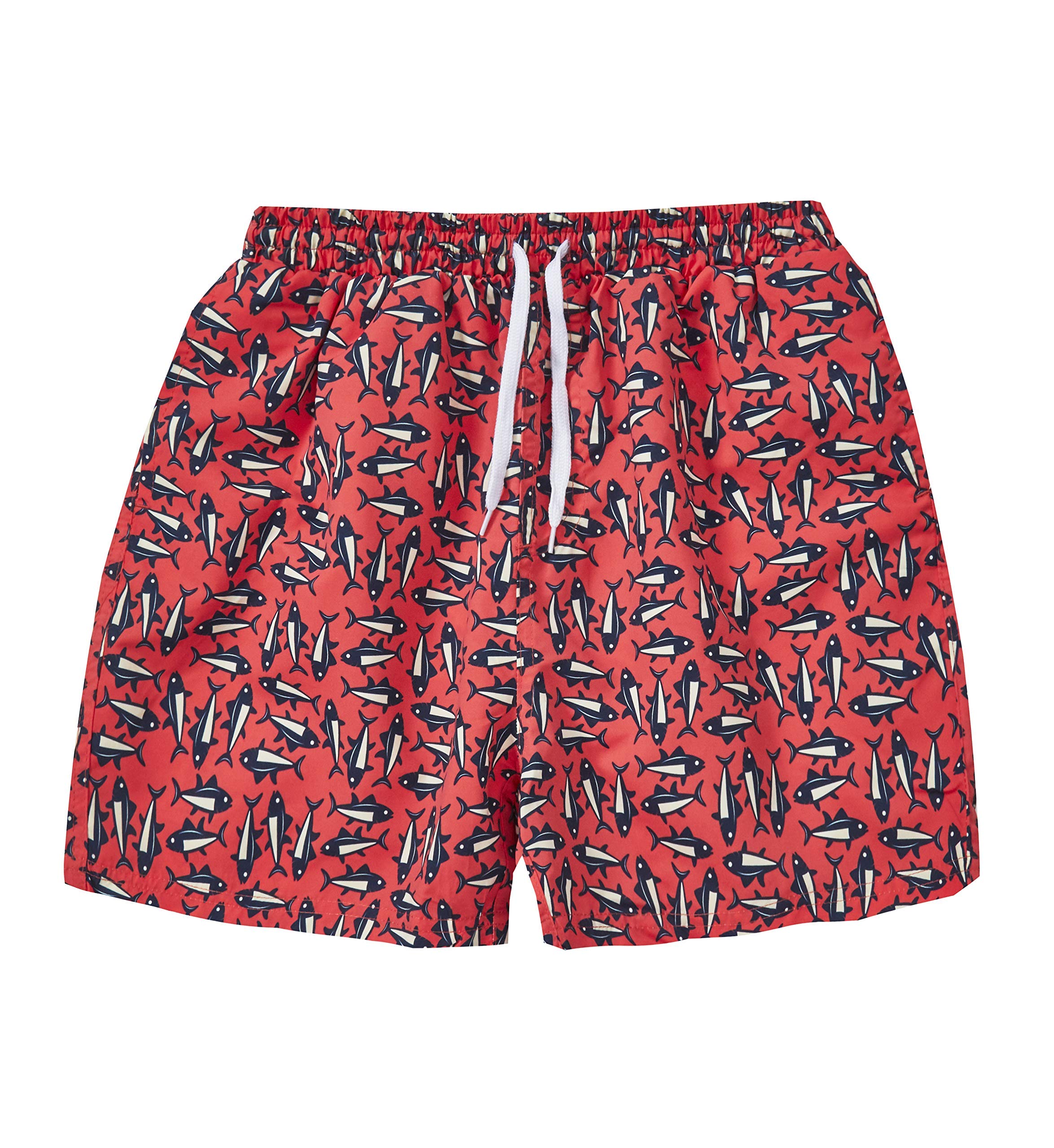 Mens Fish Print Swimming Shorts (39"-41") Coral
