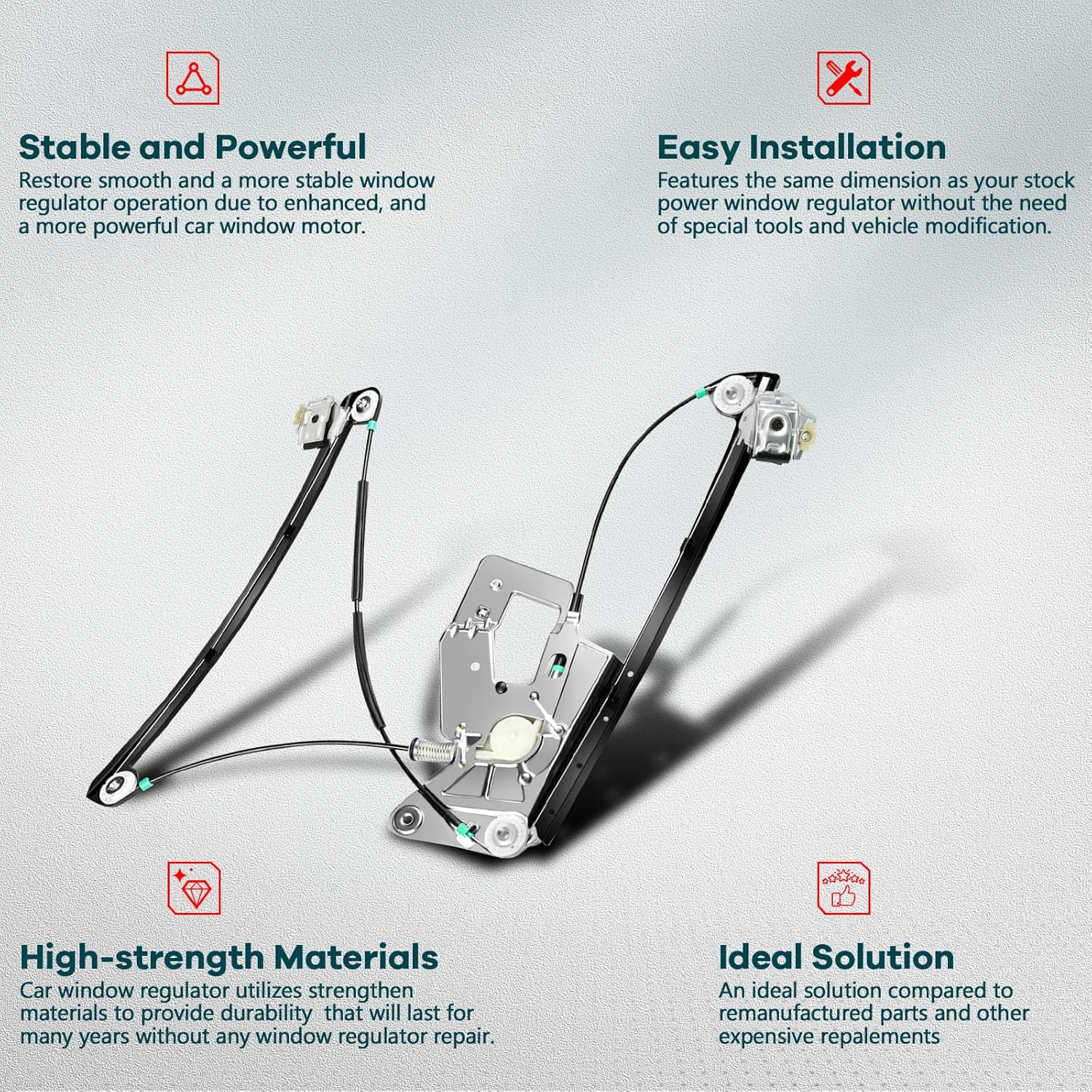 FINDAUTO Power Window Regulator w/o Motor Front Right Passenger Side fits 2001-2003 for BMW 525i 1997-2000 for BMW 528i 2001-2003 for BMW 530i 1997-2003 for BMW 540i 2000-2003 for BMW M5 740-479