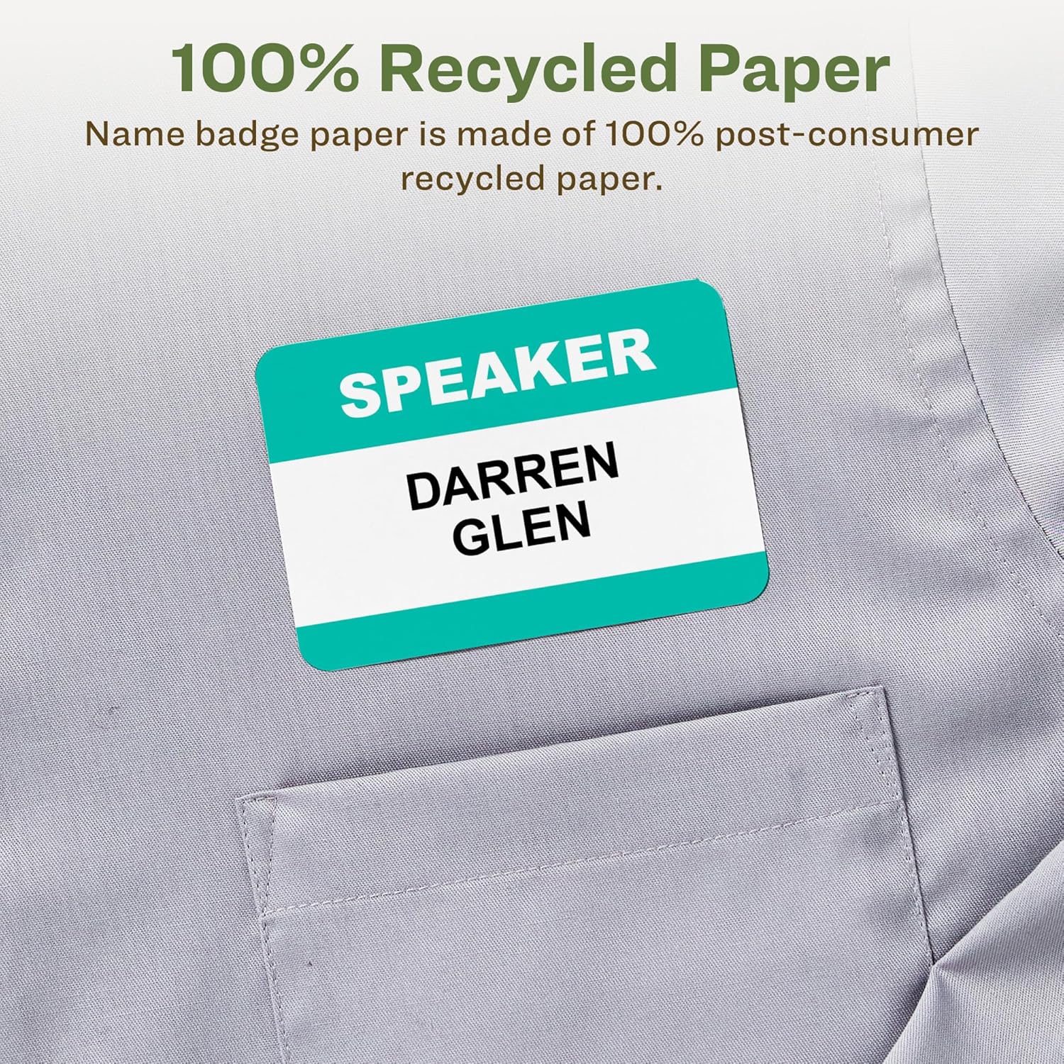 Avery EcoFriendly Recycled Name Tags, 2-1/3" x 3-3/8", White, Removable Adhesive, 160 Printable Name Badges (42395)