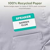 Avery EcoFriendly Recycled Name Tags, 2-1/3" x 3-3/8", White, Removable Adhesive, 80 Printable Name Badges (48395) – view 3
