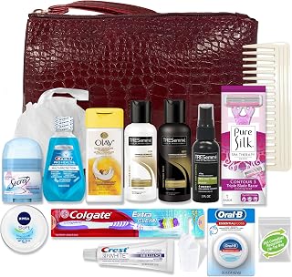 Women's Premium 16-Piece TSA Compliant Travel Kit with Tresemme, Olay, Crest - Ideal Stocking Stuffer Gift