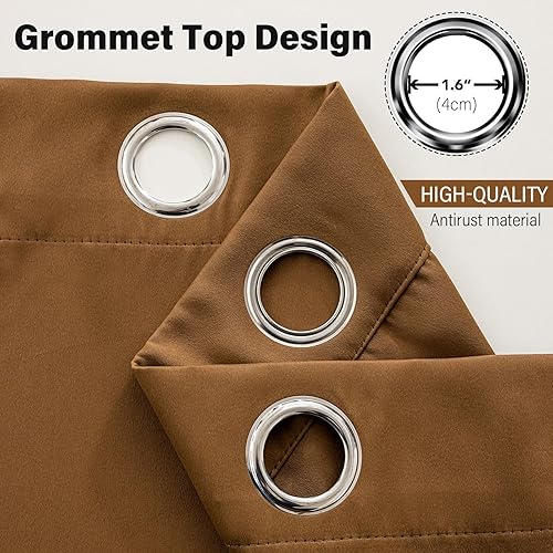 Miniatura 3 de Cortinas opacas con aislamiento térmico y ojales para dormitorio y sala de estar, 2 paneles, 52 pulgadas de ancho x 95 pulgadas de largo, textura de