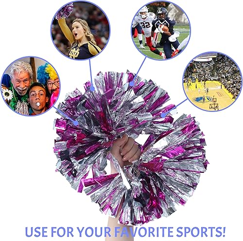 Miniatura 5 de Pompones de animadora, pompones de animadora con mango de bastón para juegos deportivos de espíritu de equipo, traje de baile, pompones de animadora