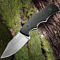 Vista 4 de Cuchillo táctico de hoja fija de 3.14 pulgadas con una funda protectora resistente, ideal para campamento, táctico, al aire libre, supervivencia