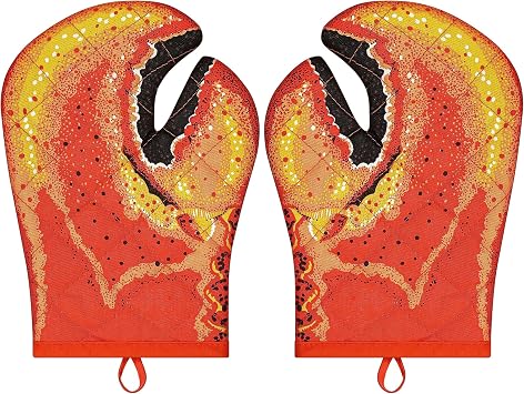 Lobster Claw Oven Mitts Quilted Cotton Lining Design Heat Resistant Crab Claw Gloves Microwave Oven Gloves Lobster Oven Mitts for Women Funny Oven Mitt Lobster Claw Gloves for Baking, BBQ, Grilling