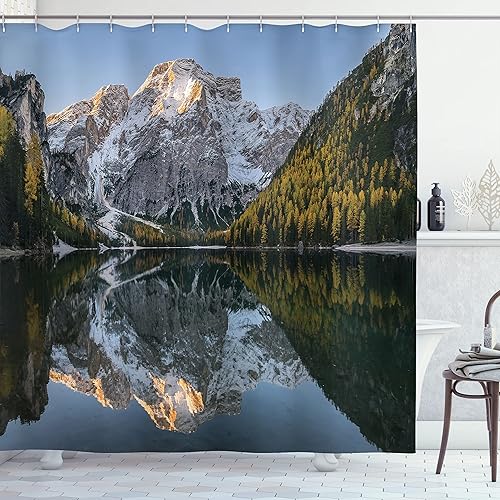 Miniatura 72 de Ambesonne Cortina de ducha hawaiana, diseño de hibisco hawaiano tropical, silueta de niña, tabla de surf, impresión de arte retro, juego de Fucsia