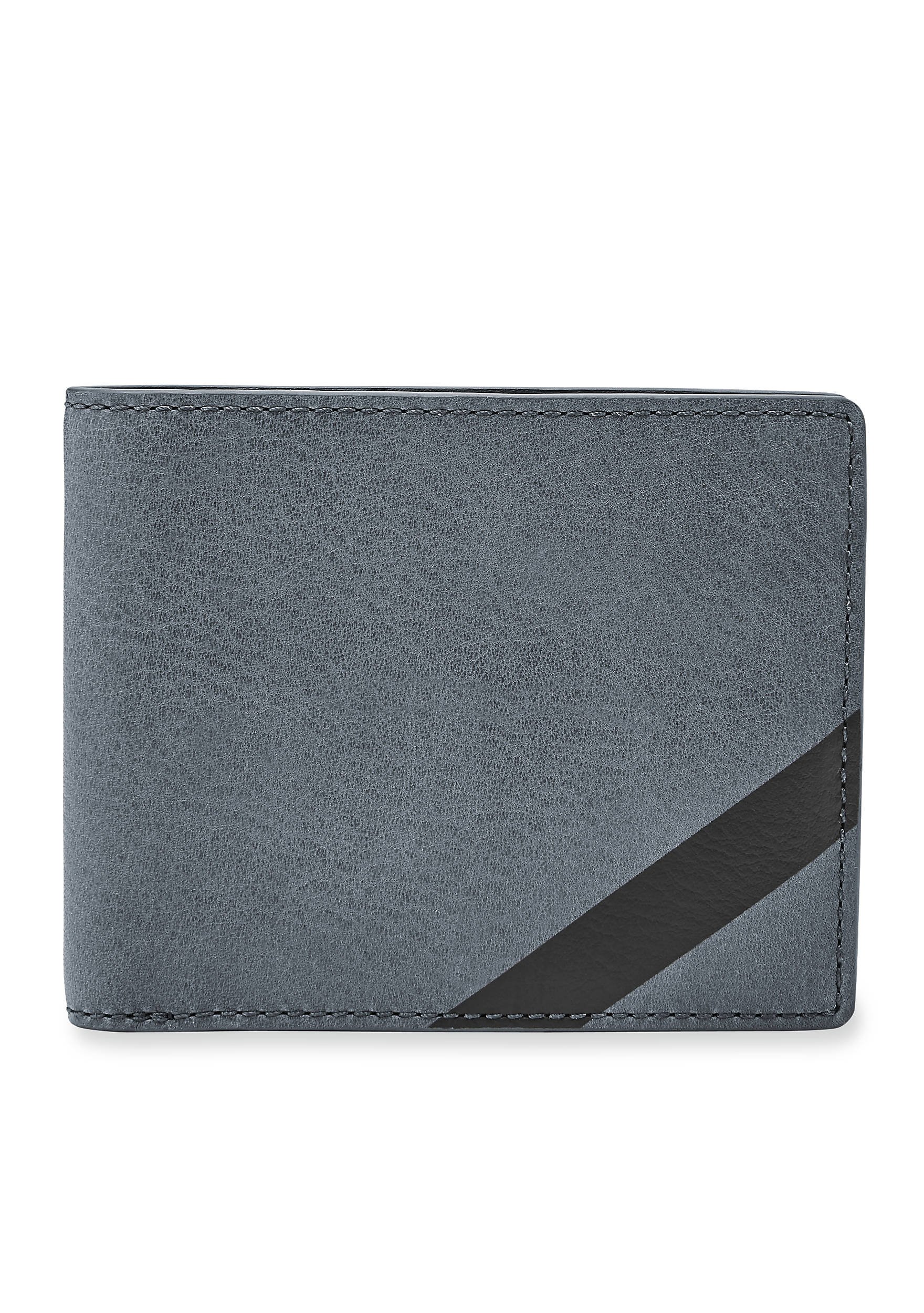 Fossil Men's Leather RFID Blocking Ace Traveler Flip ID Wallet Grey