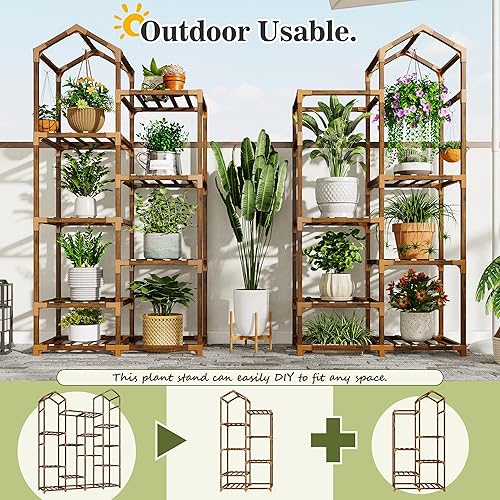 Miniatura 5 de EnHomee - Soporte para plantas de interior, soportes para plantas de exterior, estante alto para plantas de 15-21 macetas, soporte de plantas