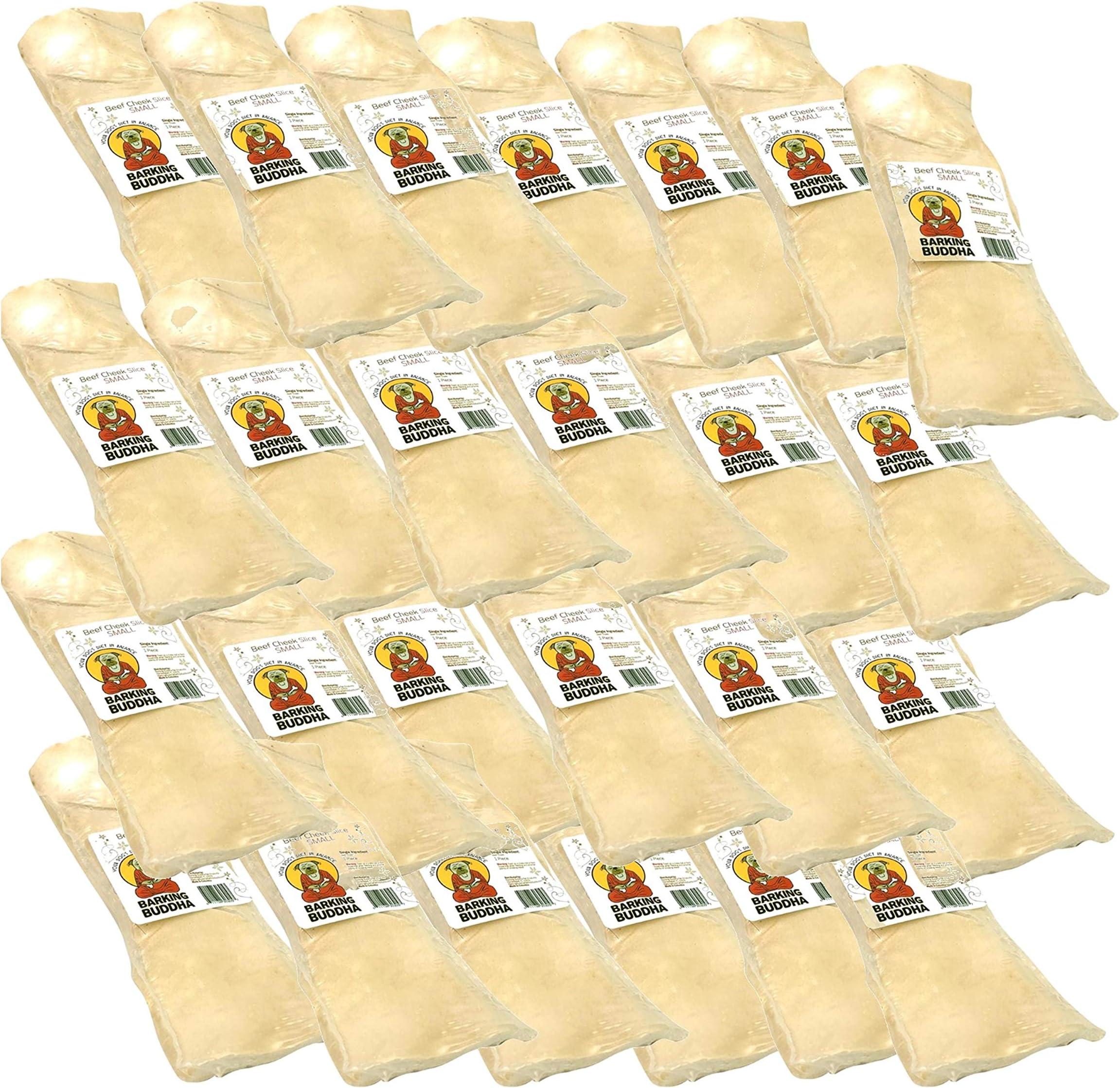 Beef Cheek Slices - Extra Thick - All Natural Rawhide Alternative No Hide Premium Dog Chew Strips | Natural Beef | Small 5-6 Inch (25 Pack)