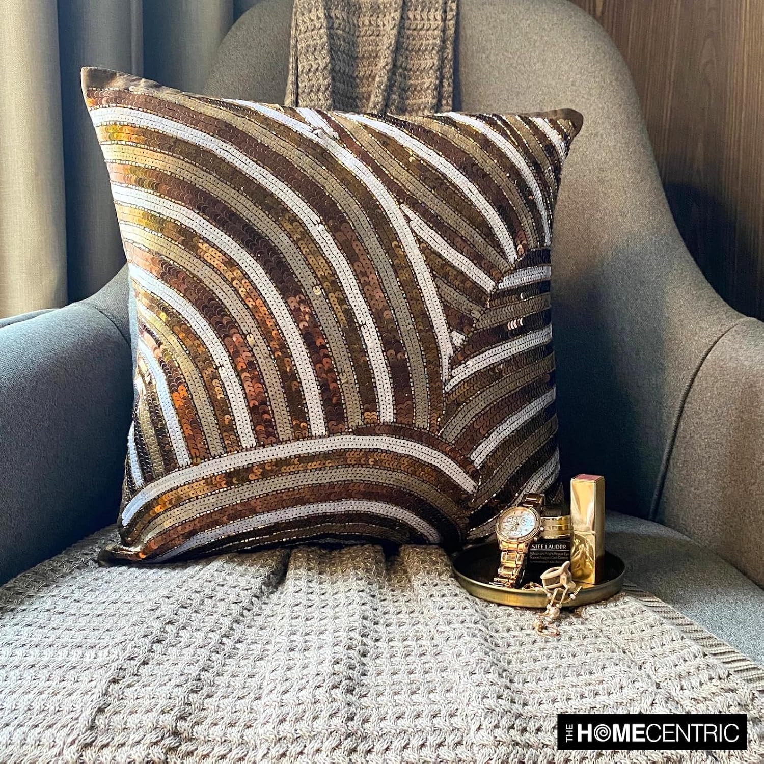 The HomeCentric Toss Pillow Cover, Decorative Brown Accent Throw Pillows 16x16 inch (40x40 cm) Silk Throw Pillows for Couch, Abstract, Modern Toss Pillow Covers Easter - Diva
