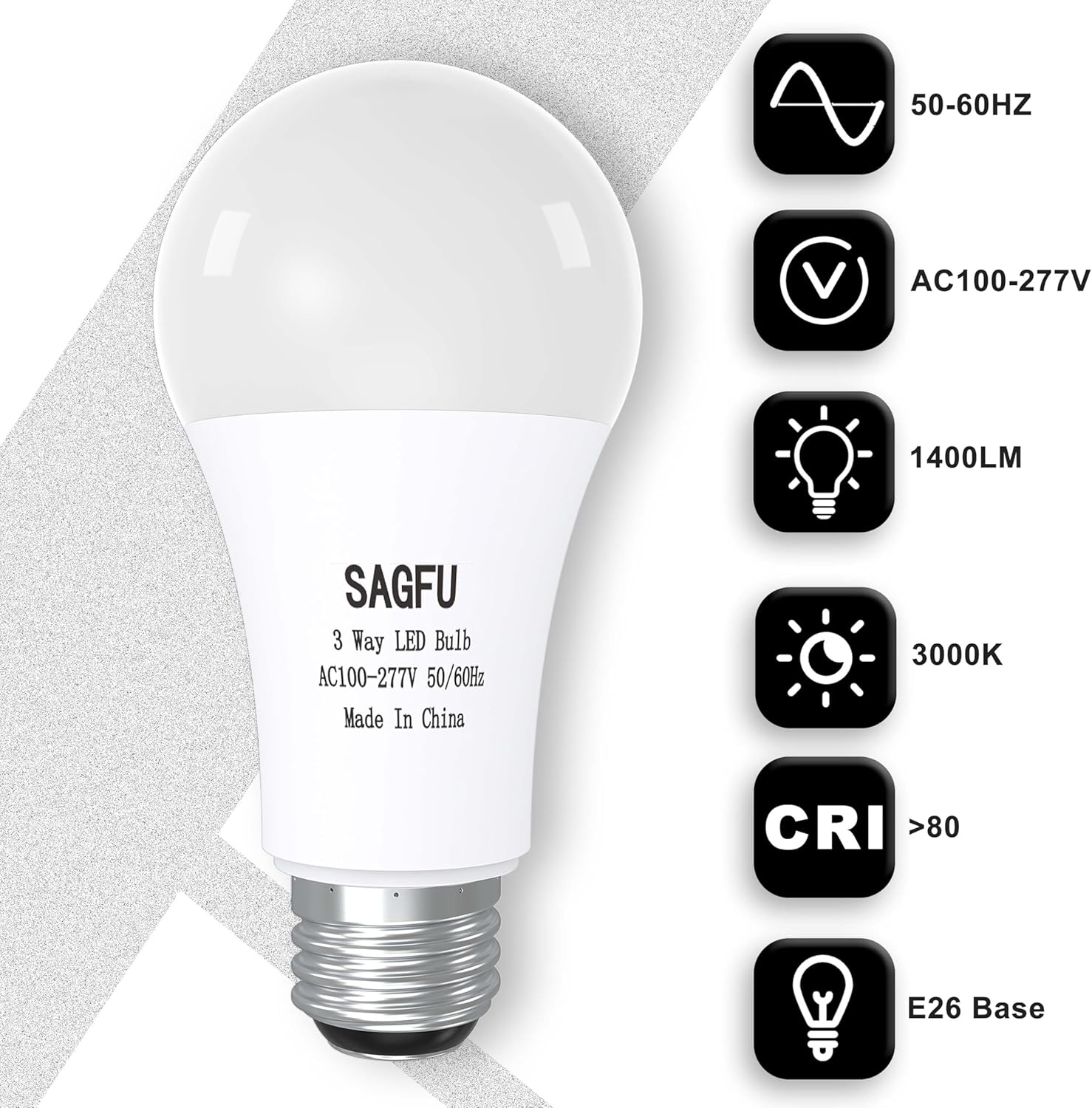 3 Way LED Light Bulbs 30 70 100 W Equivalent Soft White, A19 3000K, Three Way LED Light Bulbs, 3 Way Light Bulbs,E26 Base LED Light Bulb 2-Pack for Reading Bedroom Living Room Study (10W)