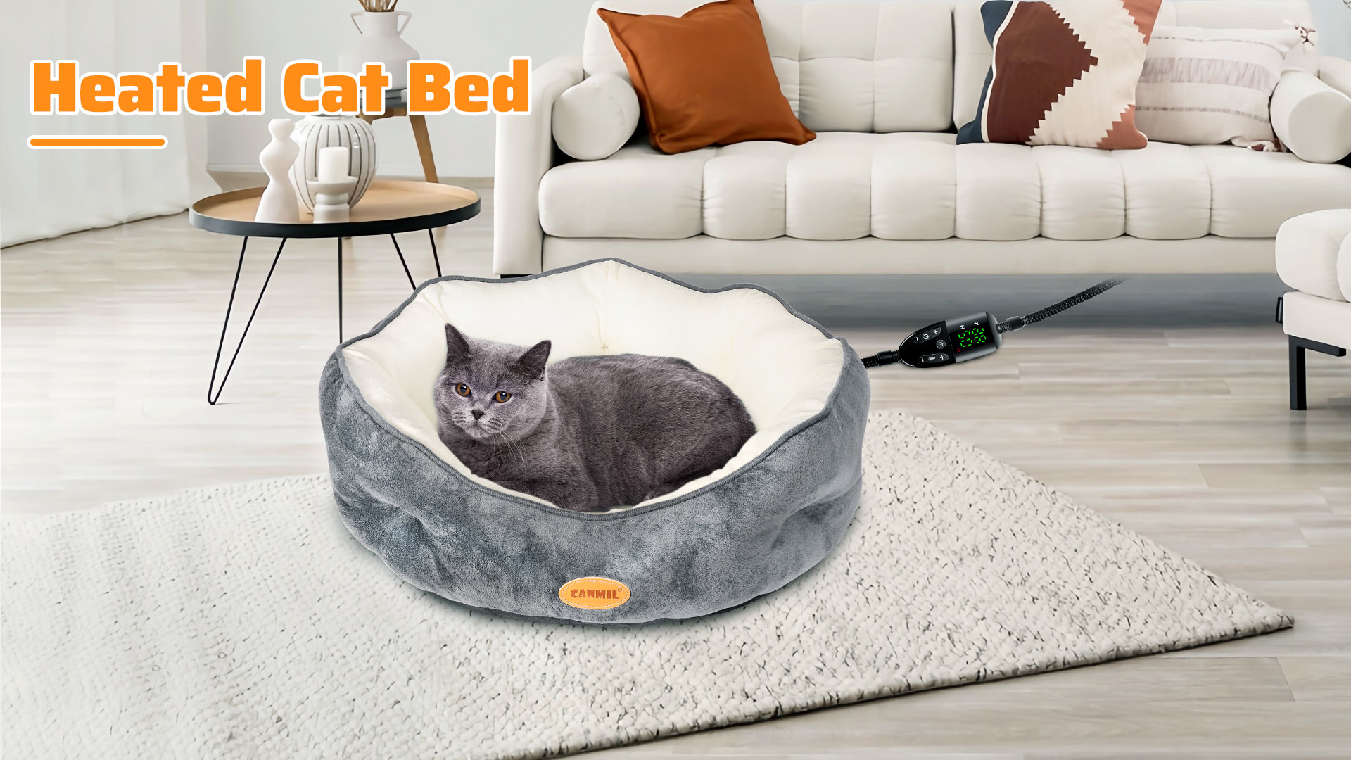 Indoor Heated Cat House Heated Cat Bed Cave - Adjustable Temperature ...