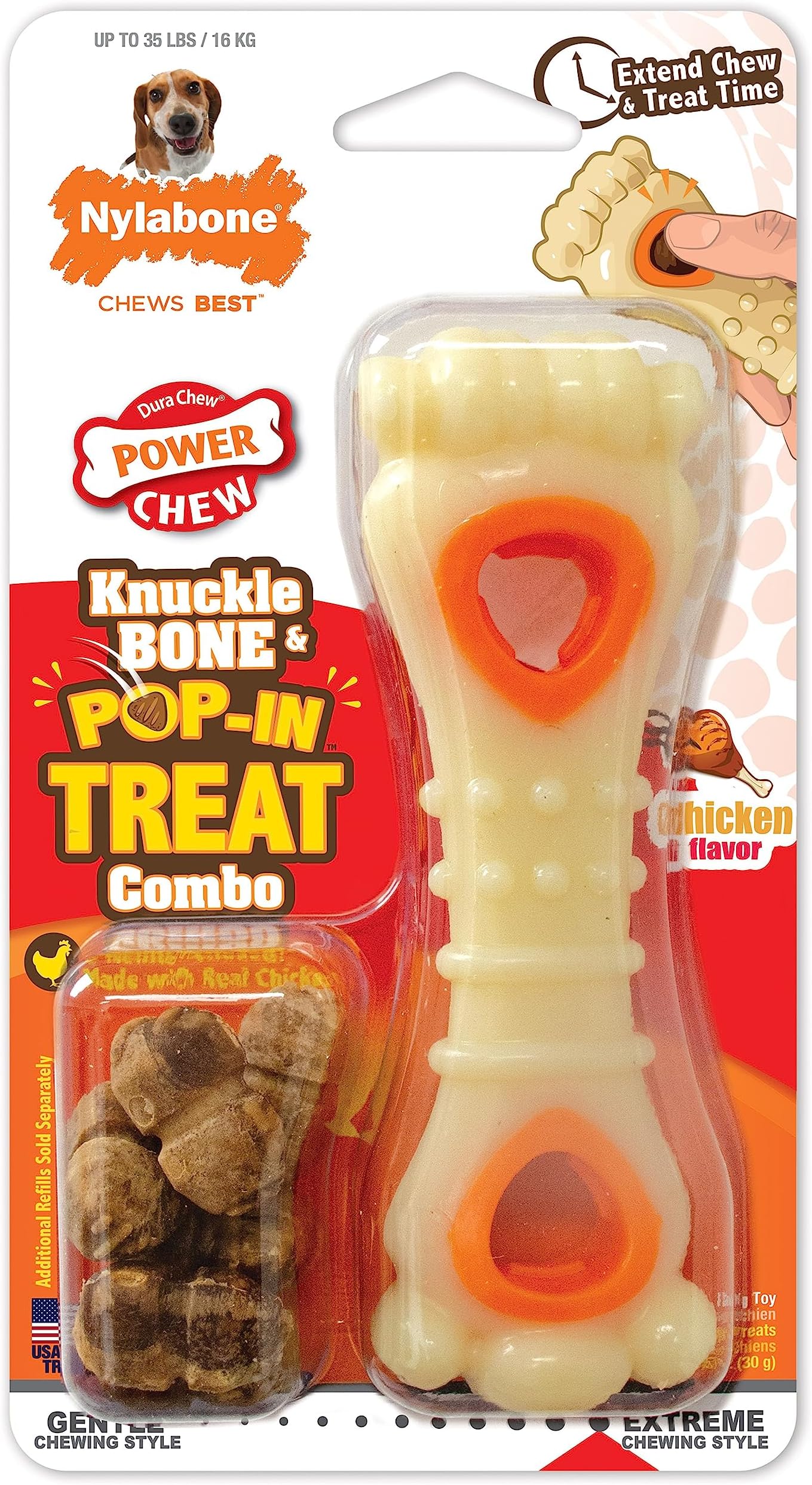 Nylabone Power Chew Bone and Treat Dog Toys Medium NTH993P