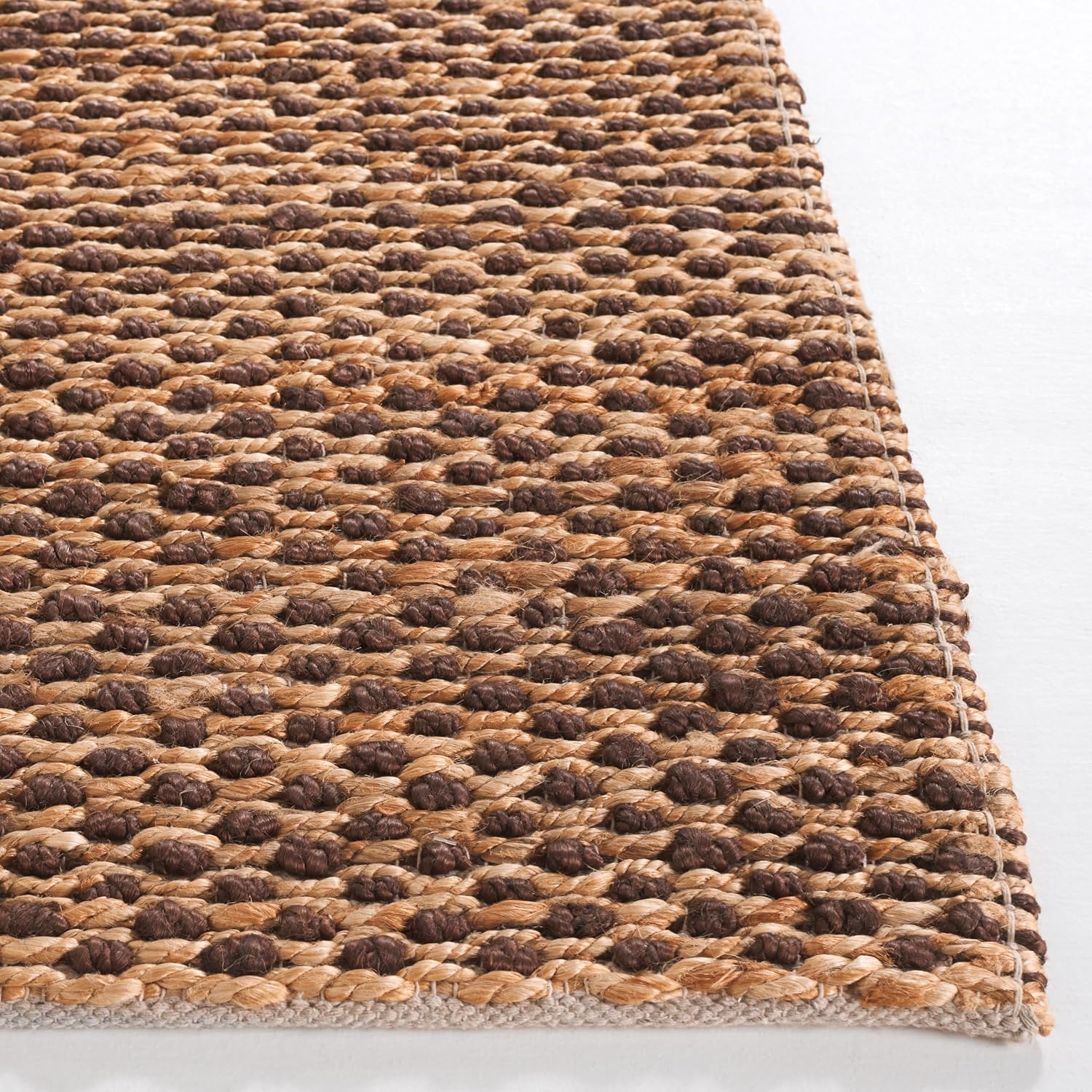 SAFAVIEH Natural Fiber Collection Area Rug - 8' x 10', Natural & Dark Brown, Handmade Jute, Ideal for Living Room, Bedroom, Home Office, Dining Space (NFB776T-8)