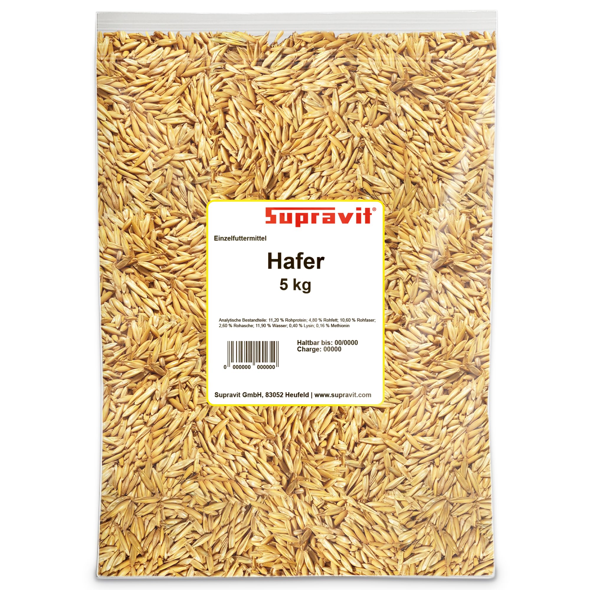 Supravit Hafer ganz 5kg | Frischer gelber Futterhafer natürlich & ungeschält für Pferd und Pony | staubfrei & riecht gut I Hafer Energie & Kraftfutter Pferd