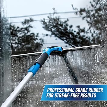 Unger 18-inch Professional Grip Swivel Squeegee Professional Grade Window Squeegee for the Home, Large Squeegee for Glass Window Cleaning