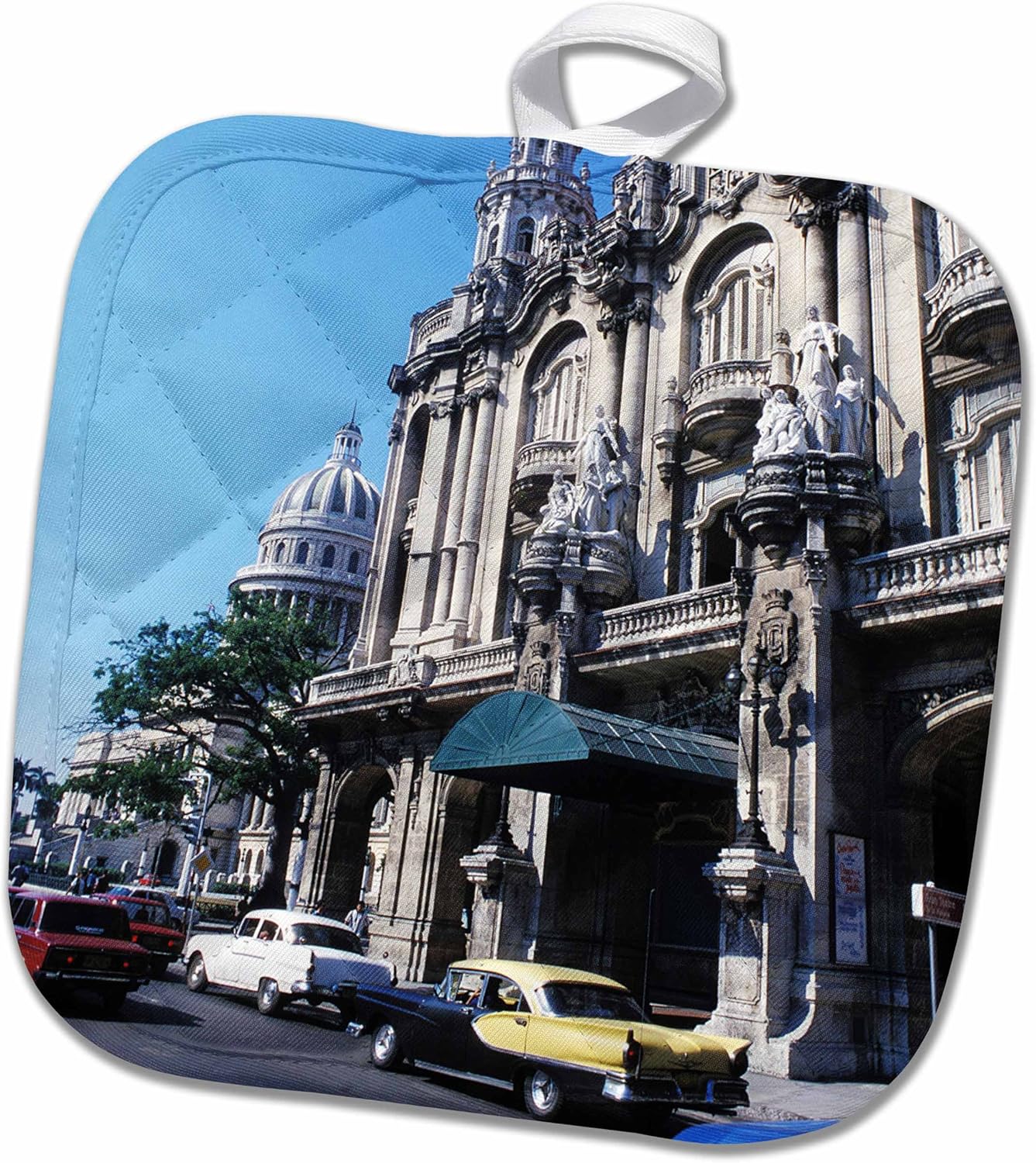 3D Rose Teatro Nacional.Havana Cuba Pot Holder, 8" x 8"
