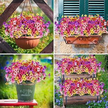 AmyHomie 36 Bundles Orange Fall Artificial Flowers for Outdoor Fall Decor