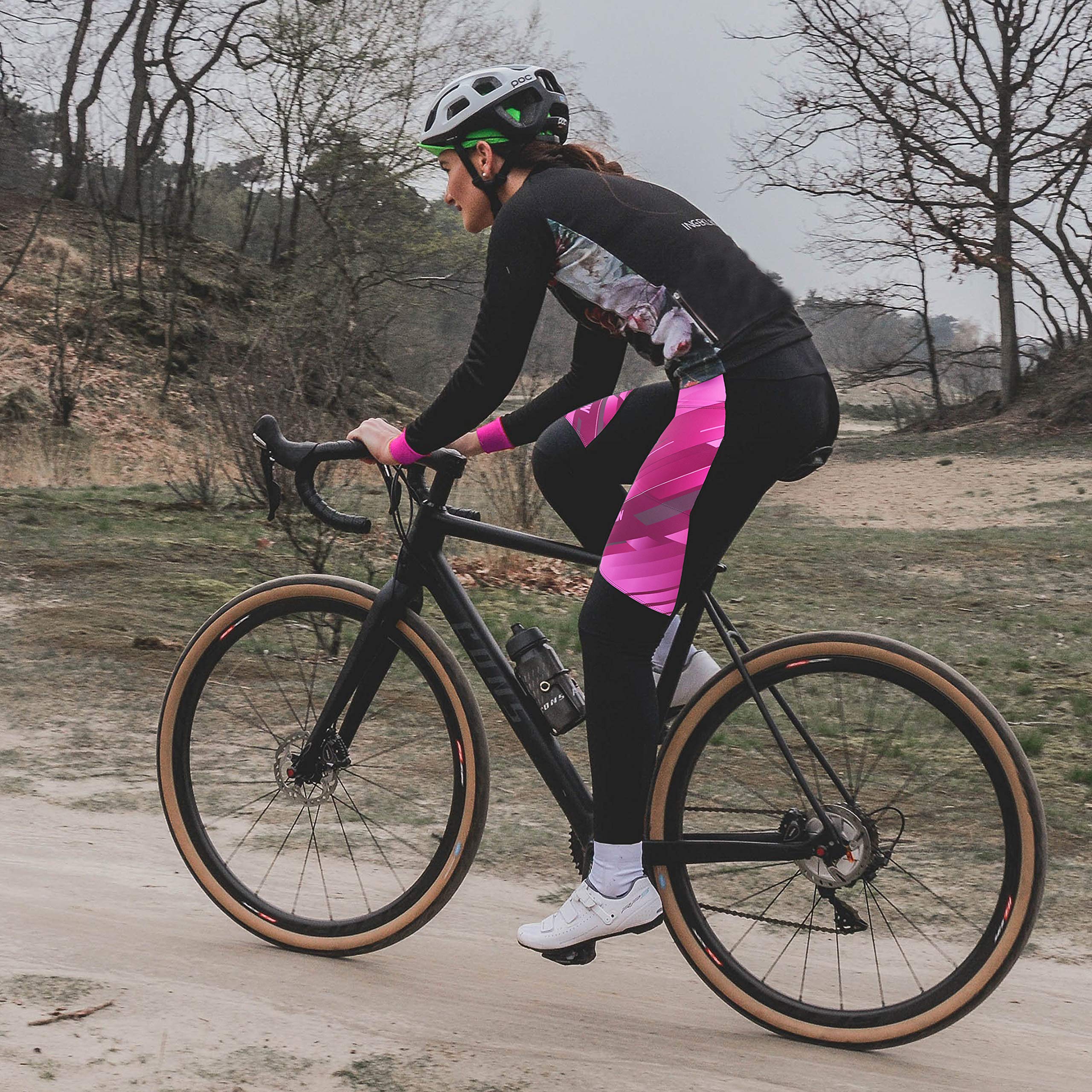 NICEWIN Pantalones de Ciclismo para Mujer, Acolchados, Largos, con Asiento Acolchado, 4D, térmicos, Largos, Transpirables, de Secado rápido, elásticos, para Ciclismo