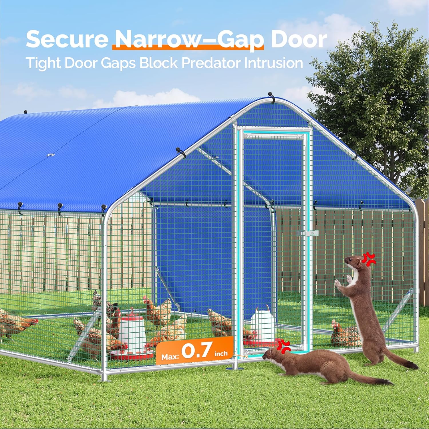 Large Metal Chicken Coop Run with Hardware Cloth, Chicken Runs for Yard with Cover, Walk in Chicken Coop Fence Pen Enclosure for Hen,Duck,Poultry Cage (11.8 x 8.9 x 6.4FT, for 20 Chickens)