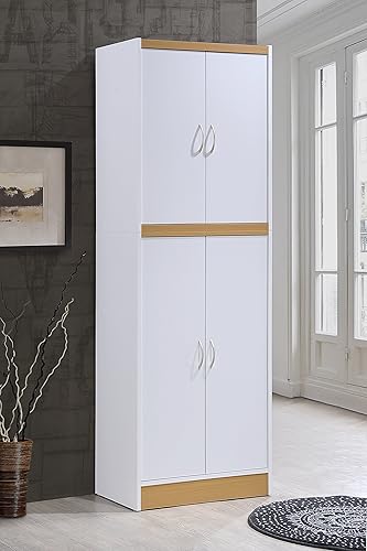 Miniatura 2 de Hodedah despensa de cocina de 4 puertas con cuatro estantes color blanco