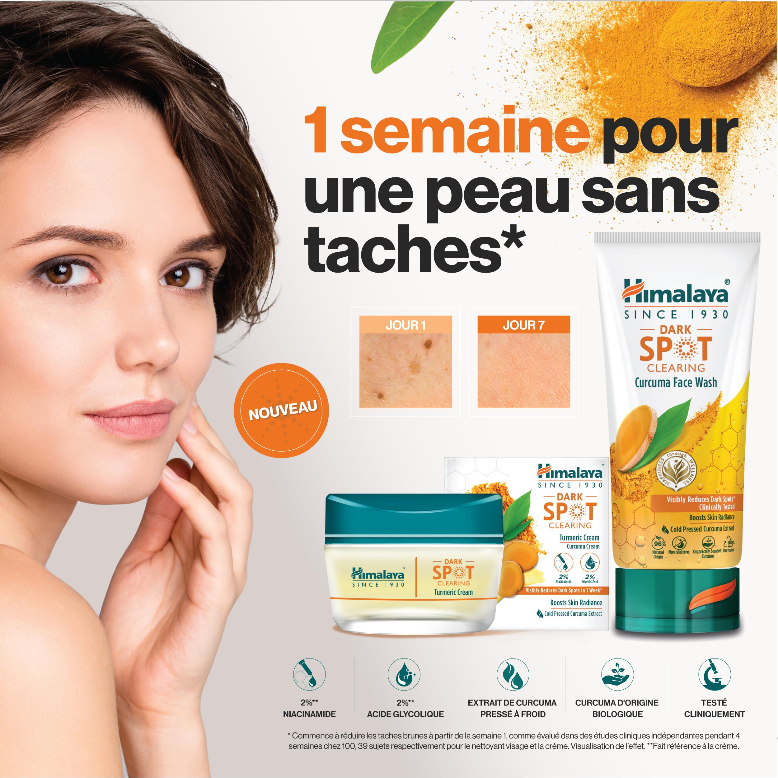 Himalaya Dark Spot Clearing Curcuma Nettoyant pour le visage, stimule l'éclat de la peau et réduit visiblement les taches brunes 150 ml