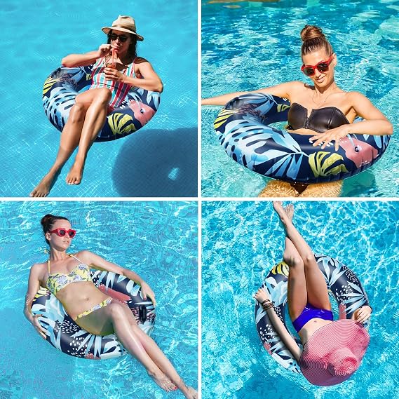 Inflatable Swimming Ring Adults- Inflatable Swim with Handle, Durable Rubber Ring for Swimming Ring, Inflatable Pool Floats Ring, Summer Beach Swimming Pool Tubes Party Toys Pool Hammock Water Sports