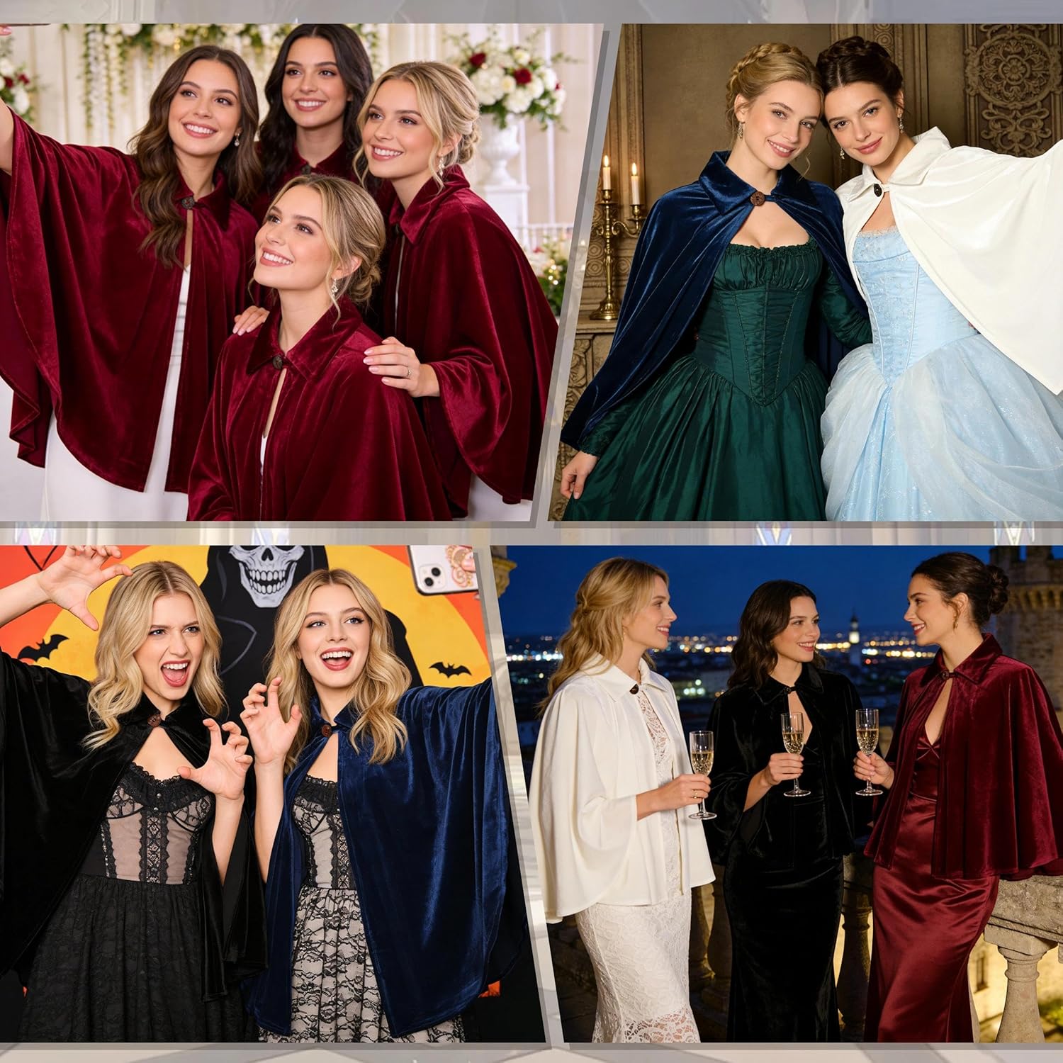 Velvet Cape Women,Renaissance Medieval Velvet Short Cape for Evening Dresses Wedding