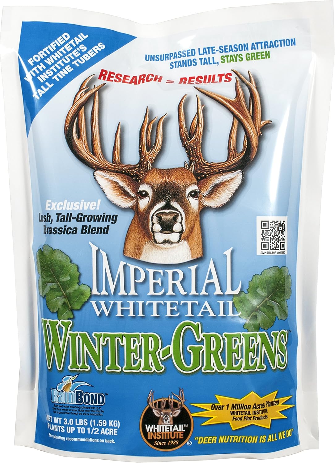 Whitetail Institute Winter-Greens Deer Food Plot Seed for Fall Planting - Annual Brassica Blend to Attract and Hold Deer in The Early and Late Season - Very Cold and Drought Tolerant