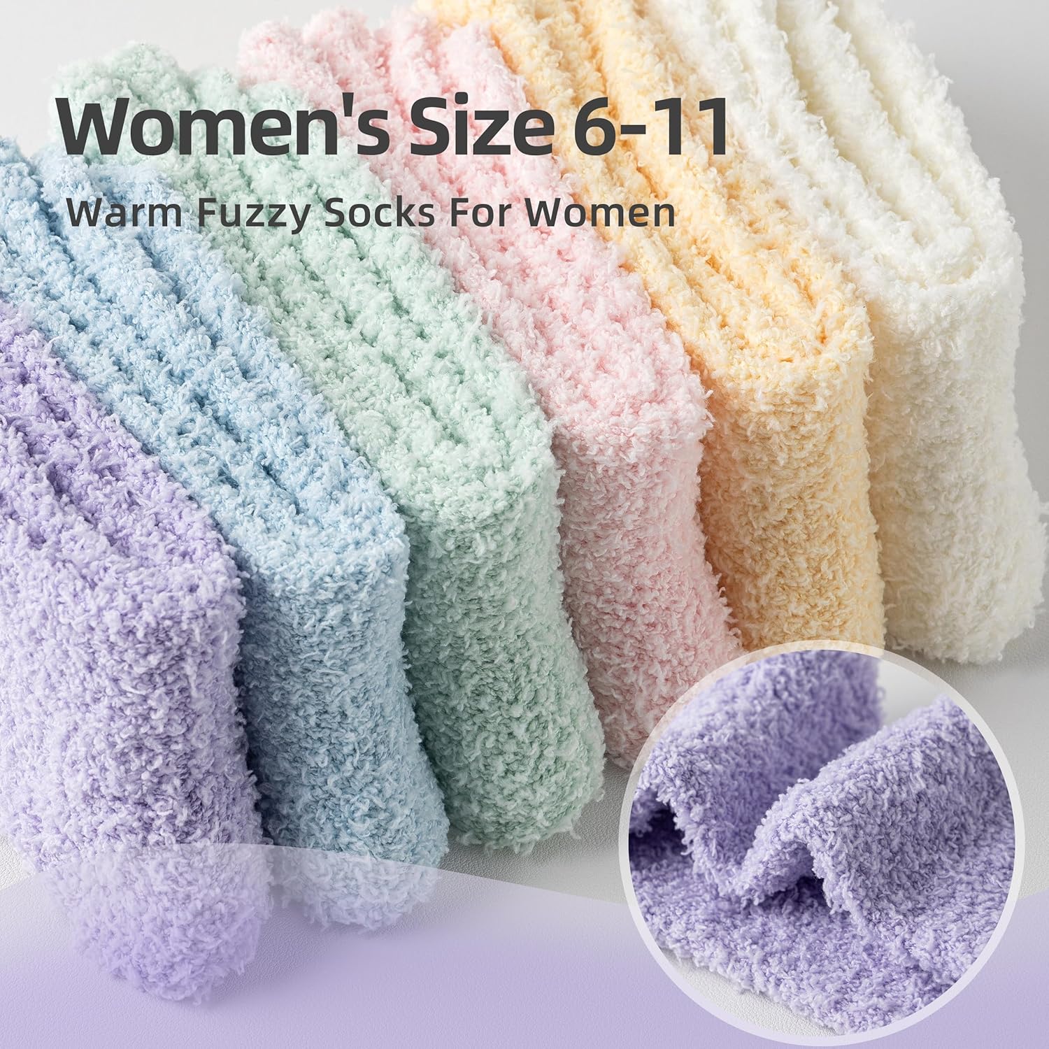 6 Pairs Fuzzy Socks For Women Soft Home Slipper Socks Fluffy Sleeping Socks don't Shed Lint - Image 4
