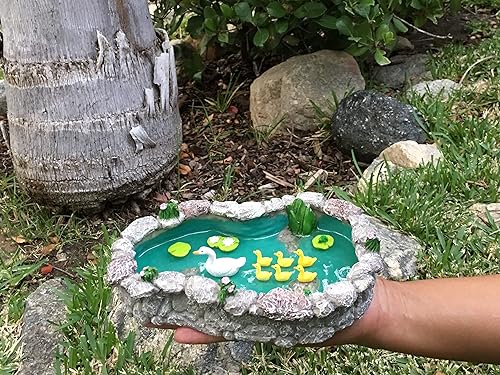 Miniatura 6 de GlitZGlam Duck Pond – Mamá y patitos Un estanque de patos miniatura para un jardín de hadas en miniatura y accesorios de jardín en miniatura