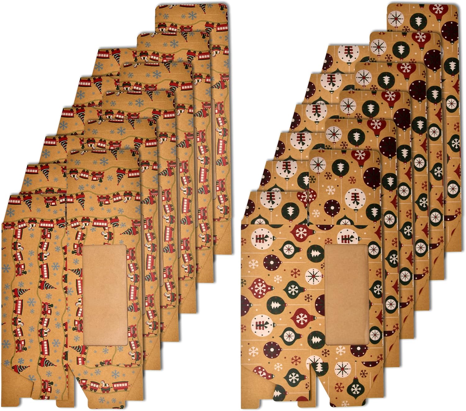 Gift Boutique 24 Christmas Bakery Boxes Holiday 2 Pound Loaf Pan Treat Boxes Brown Kraft Paper Box with Window for Baking Cupcake Goodies Food Gift Packaging Containers Party Favors 9" X 5" X 4.5"