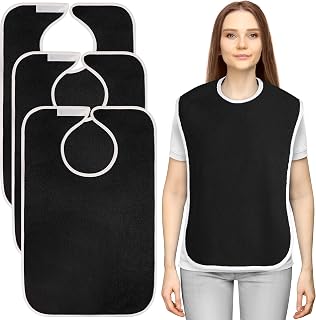 Utopia Towels 3 Pack Premium Unisex Adult Bibs for Elderly Women Men, Waterproof Bib for Eating, Adjustable and Washable (Black)