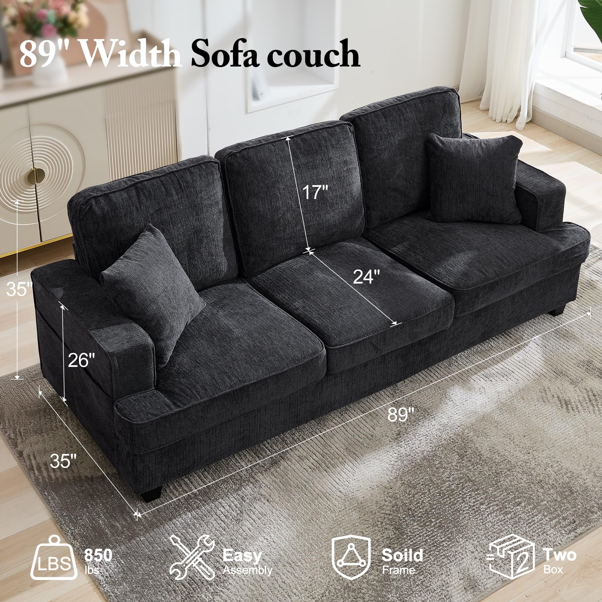 Best Tall Sofa Picks for 2026 3 Korser 89-inch sofa — product photo