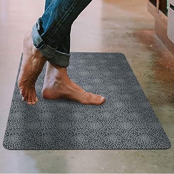 Non Slip Rug for Hardwood Floor - Kitchen Floor Mat Ultra-Thin Kitchen Rug with Non Slip Rubber Backing 36x24 Grey Design 2D